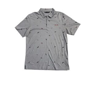 TravisMathew Gray Casino Print Golf Polo Shirt Size Large